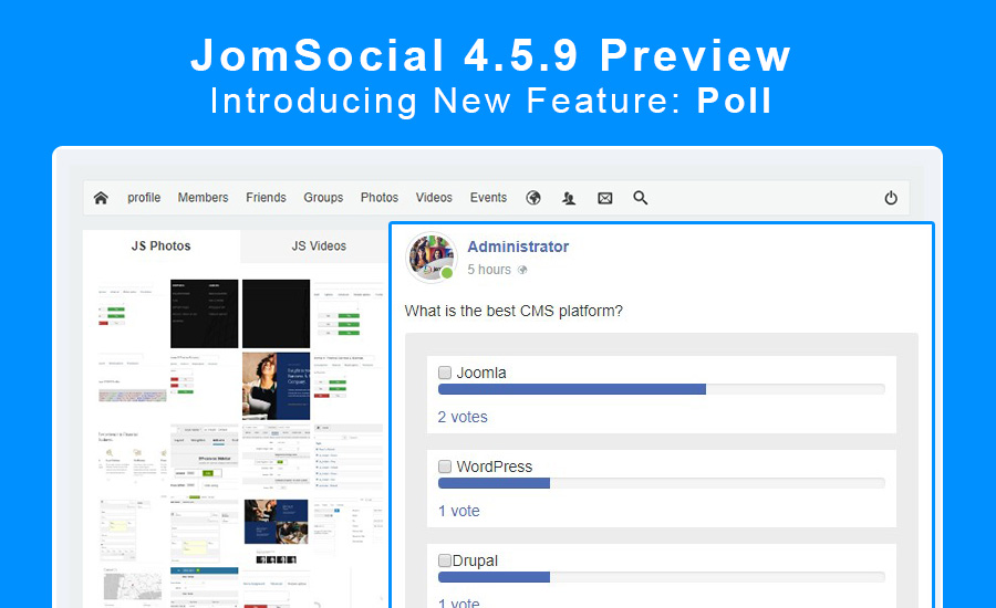 JomSocial 4.5.9 preview for new feature : poll