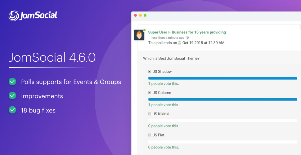 JomSocial 4.6.0 release for a new feature improvements and bug fixes