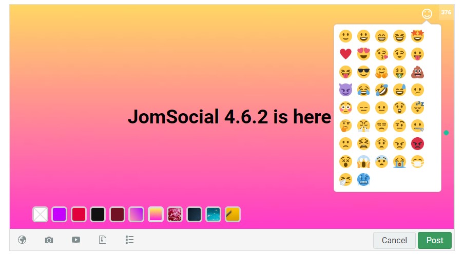JomSocial 4.6.2 release for improved post box