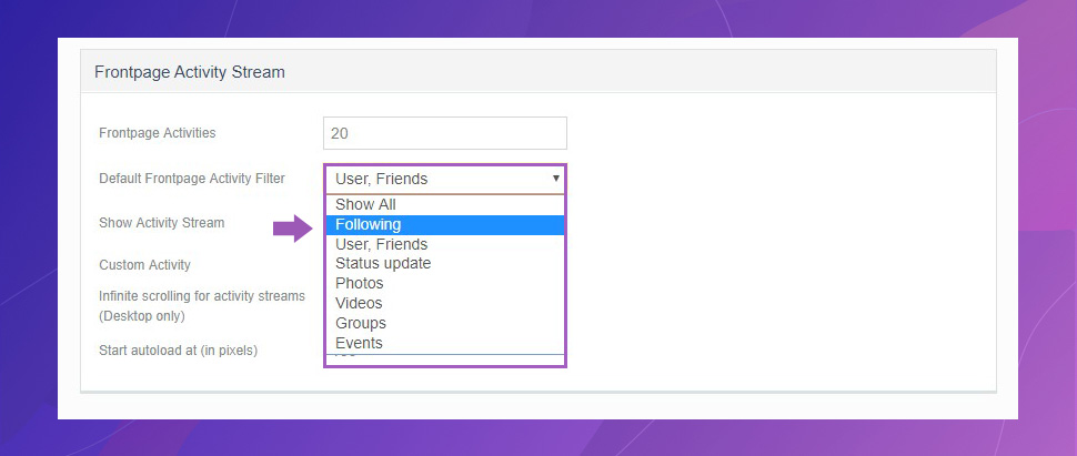 JomSocial 4.7.0 default filter options