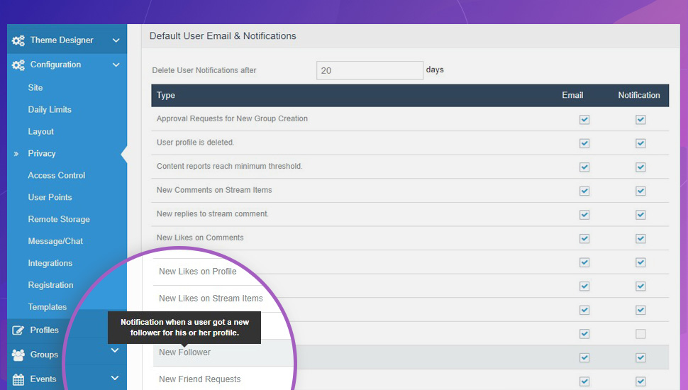 JomSocial 4.7.0 email notifcation for followers