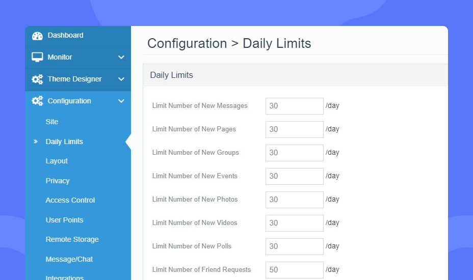 JomSocial 4.7.1 pages daily limits feature