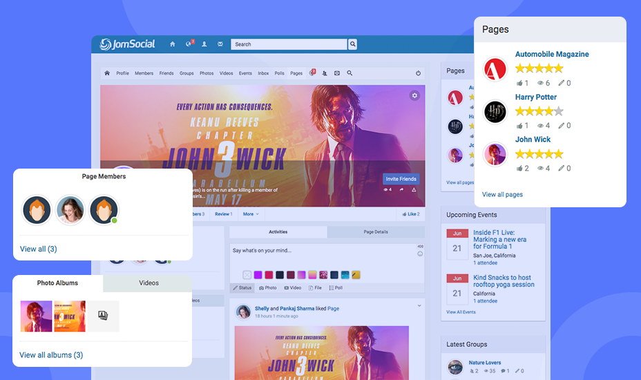 JomSocial pages module frontend view