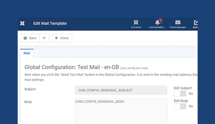 override email template in Joomla 4 