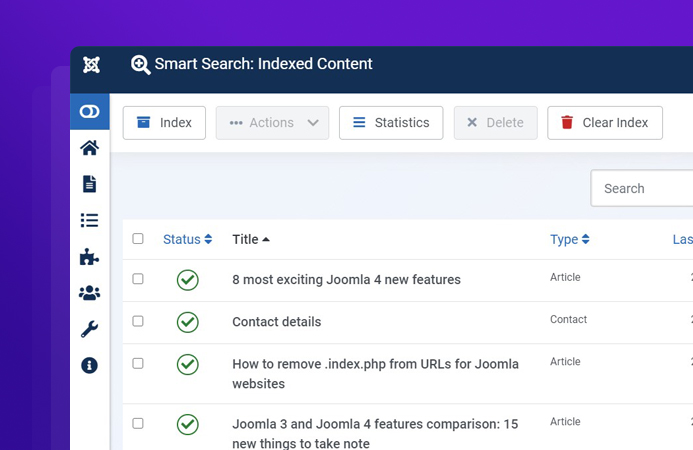 Active indexer search Joomla 4 