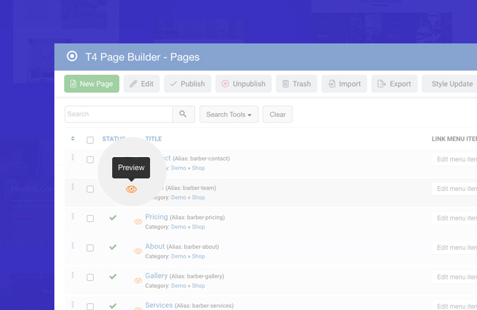 joomla page builder pages preview