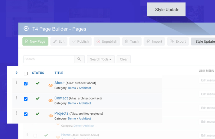 joomla page builder pages import