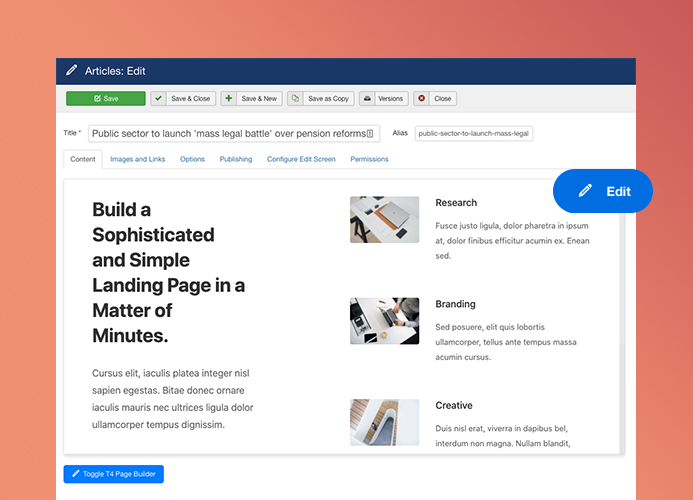 joomla page builder for Joomla article