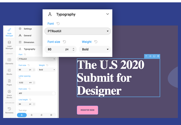 joomla page builder custom font settings