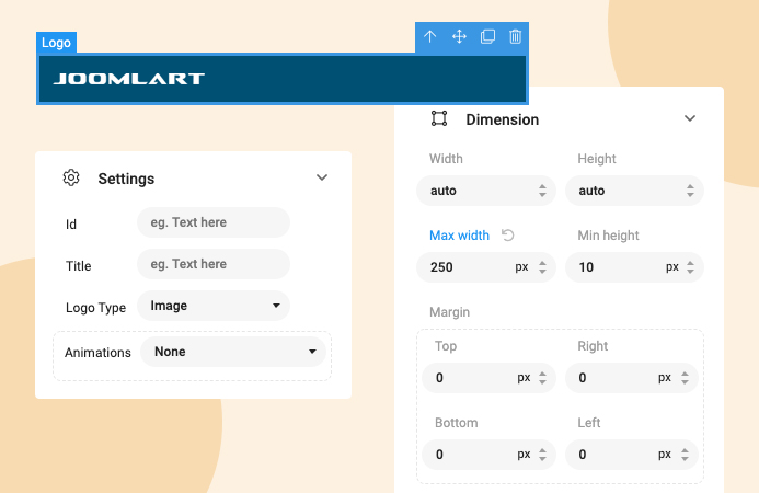 joomla page builder logo setting