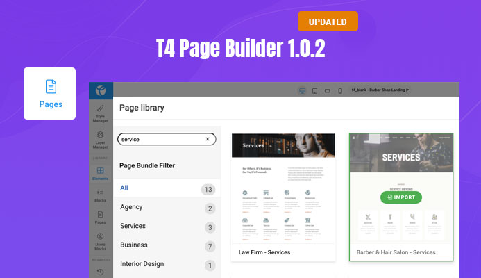 joomla page builder page import