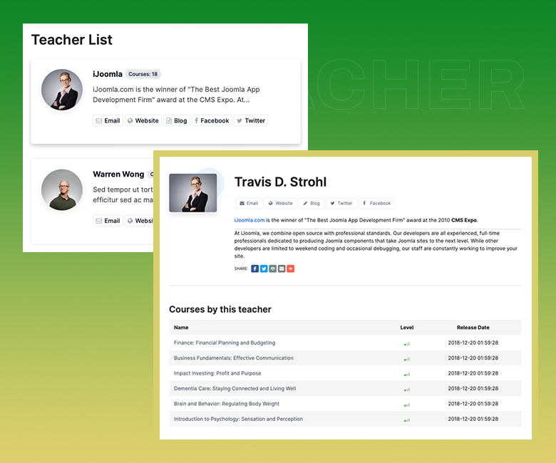 Joomla lms teacher view