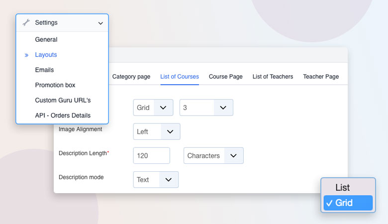 Joomla lms course list view setting