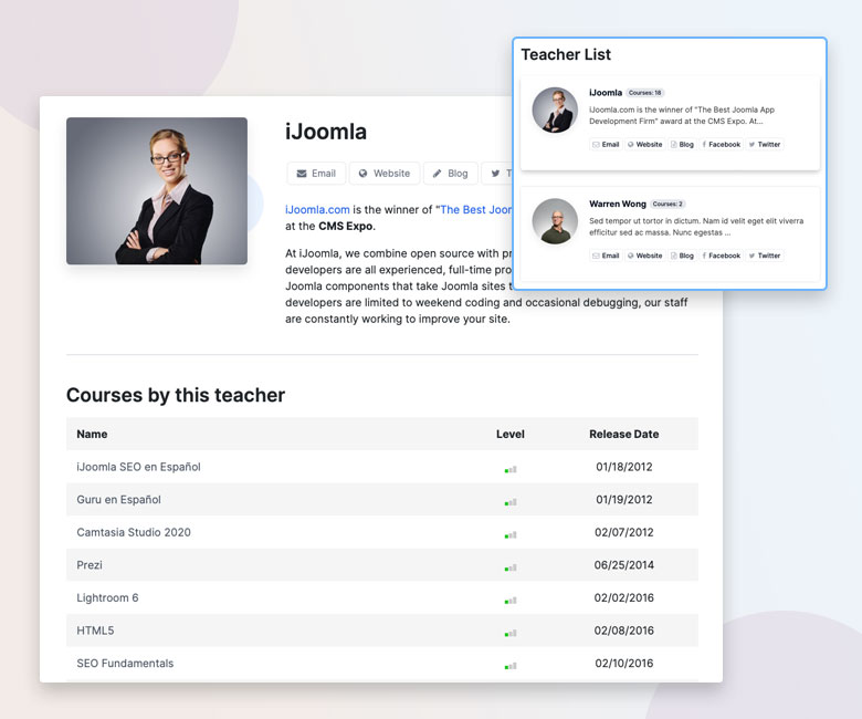 Joomla lms teacher view