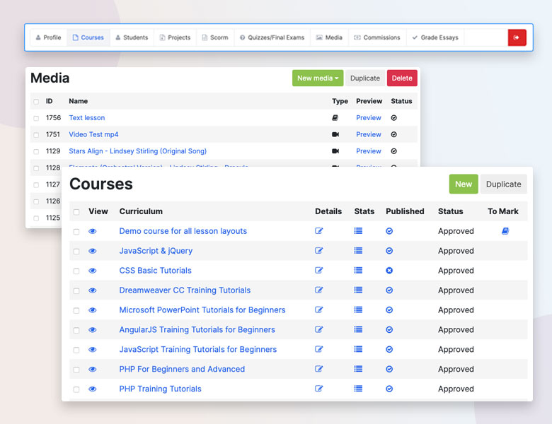 Joomla lms teacher dashboard