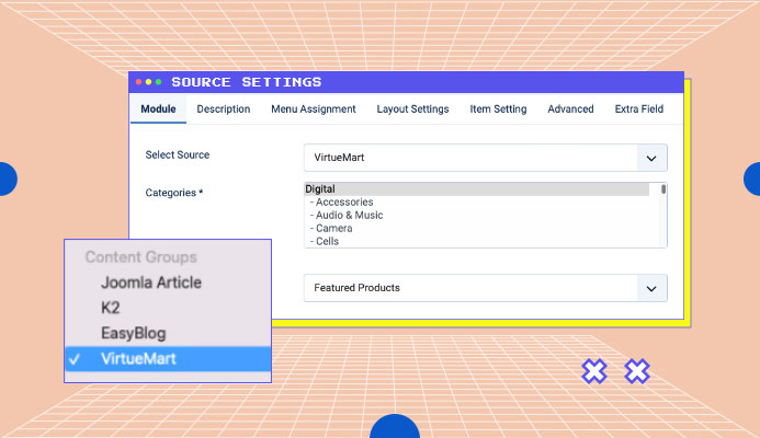 JA Content listing supports virtuemart category settings