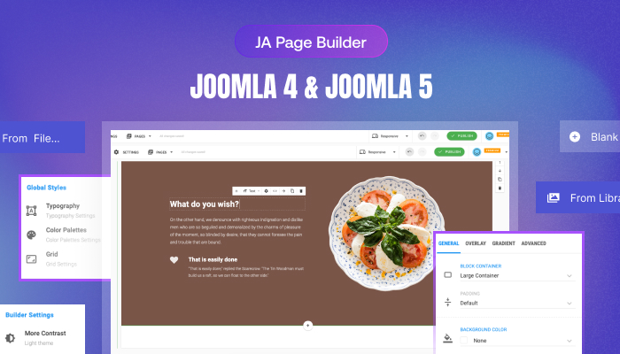 JA Joomla Page Builder 2.0.0 – The Long-Awaited Update is Here! Joomla 4, Joomla 5 ready & more.