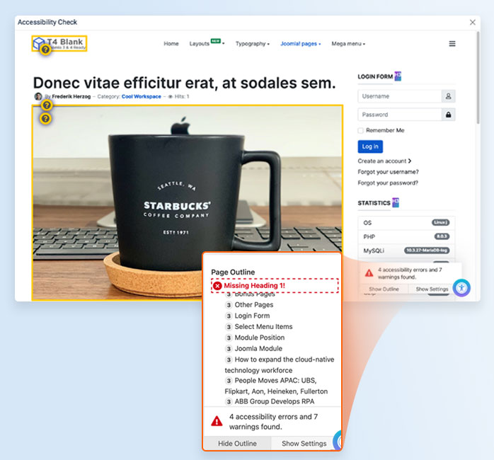Joomla 4 article accessibility checker