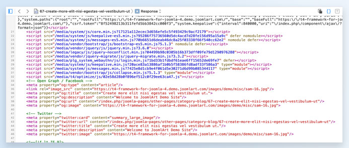 Joomla open graph metadata generation