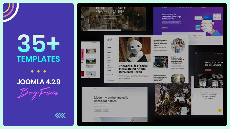 35+ Joomla templates updated for Joomla 4 and bug fixes