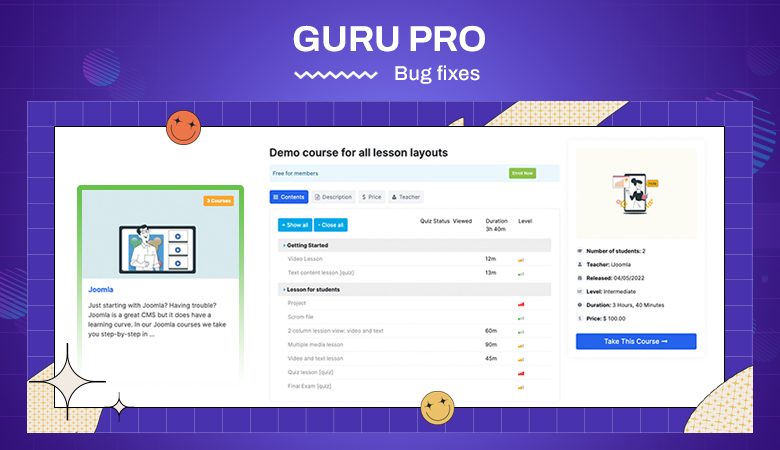 Joomla lms extension Guru pro