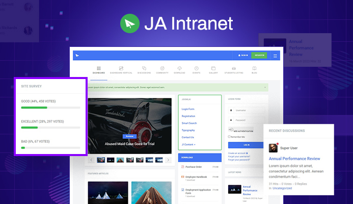 Introducing JA Intranet 2.1.0: support the latest versions of EasyBlog, EasySocial, EasyDiscuss, and Docman