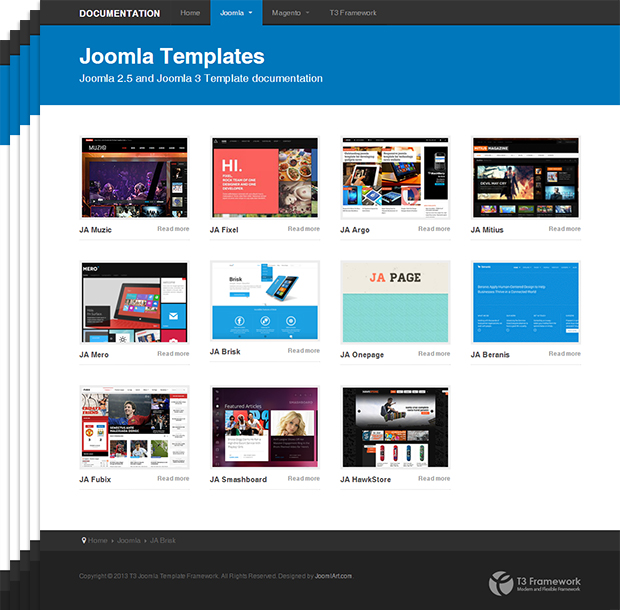 New Documentation site for Joomla and Magento templates and extensions