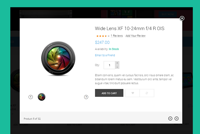 JM Quickview, Magento extension in Responsive Magento theme JM iTech
