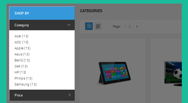 Shop By in Responsive Magento theme JM iTech