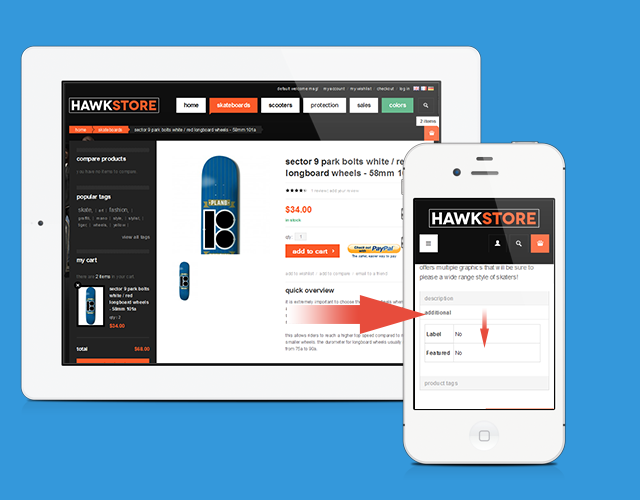 Accordions for Product page in responsive Magento theme JM Hawkstore