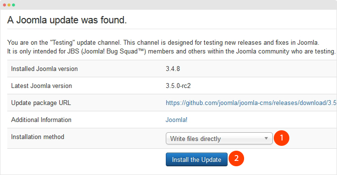 update to joomla 3.5 rc2