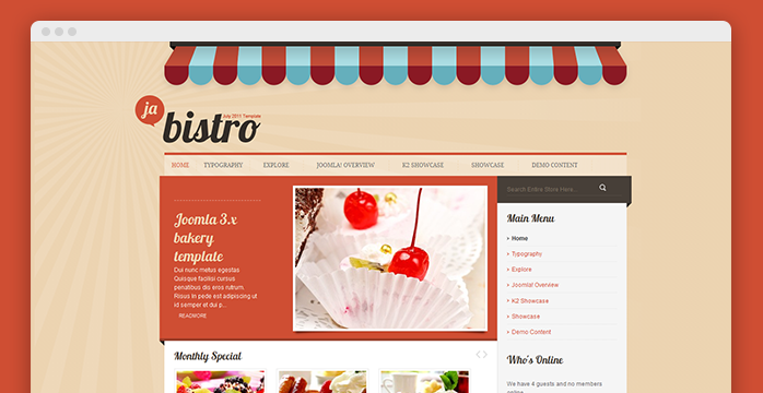 Responsive joomla template for restaurants