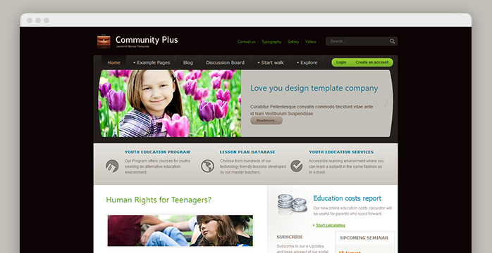 Responsive joomla template for community