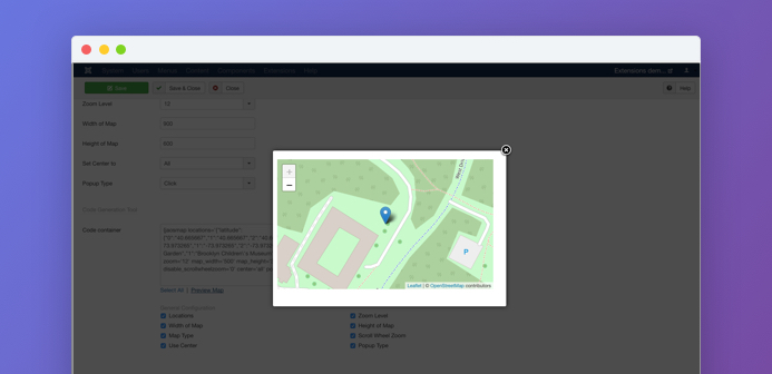 open street map preview joomla extension