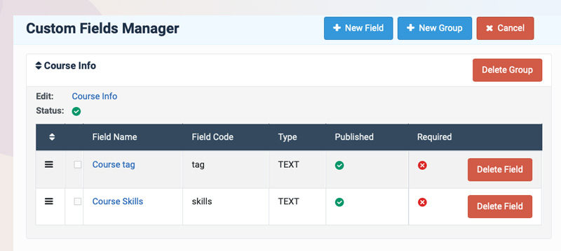 joomla lms extension custom fields