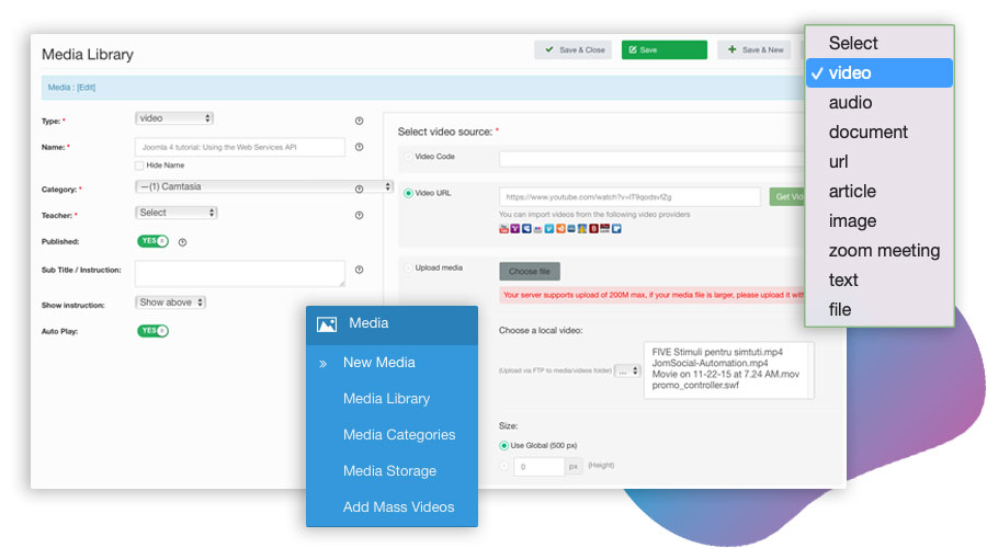 Media Library - Joomla LMS - LMS for Joomla eLearning