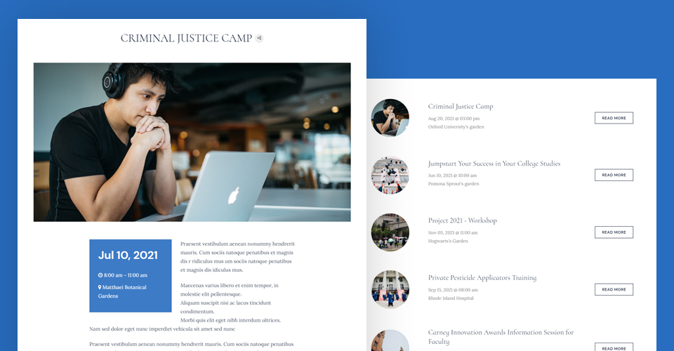 Education academy Joomla template event page