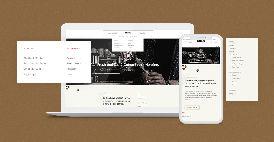 flexible menu in restaurant Joomla template