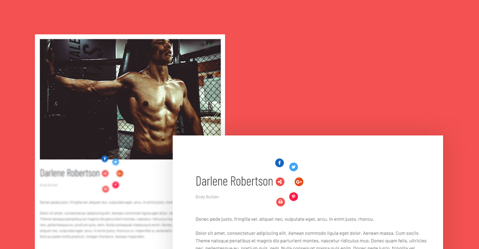 Amazing social share buttons- Fitness Joomla Template