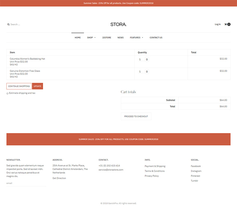 ecommerce joomla template checkout page GK Stora