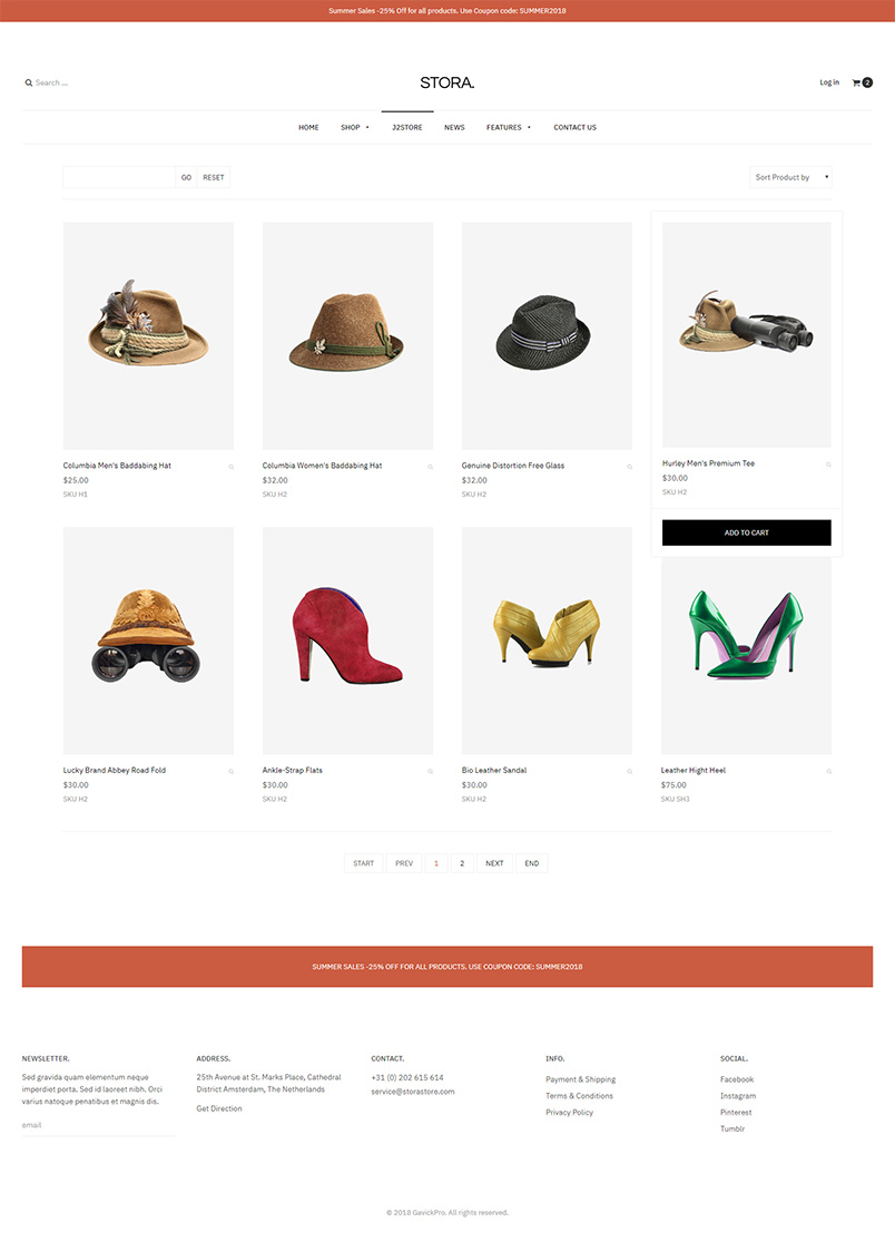 J2Store ecommerce joomla template GK Stora