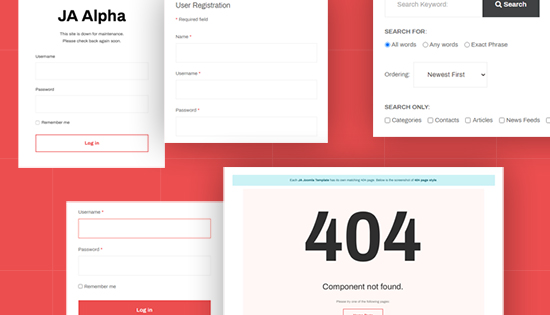 Joomla default pages