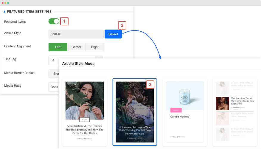 ja content listing featured article settings