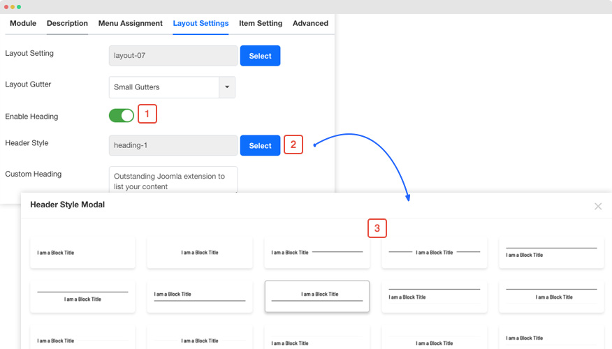 Joomla article heading style settings