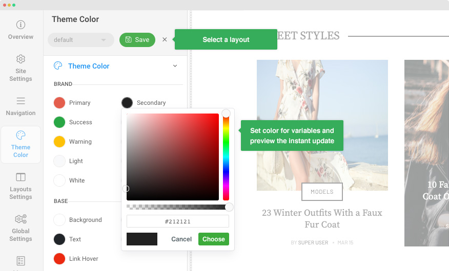 joomla theme color configuration