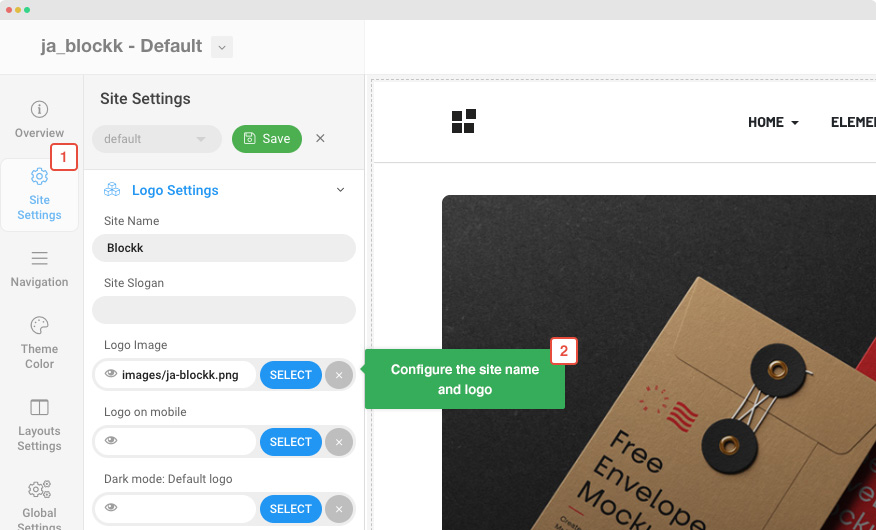 Joomla logo settings