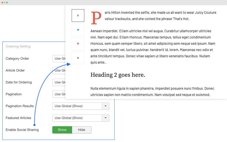 Joomla Magazine social sharing