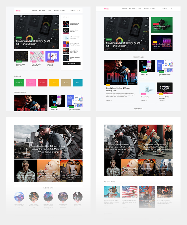Joomla entertainment template home page layouts
