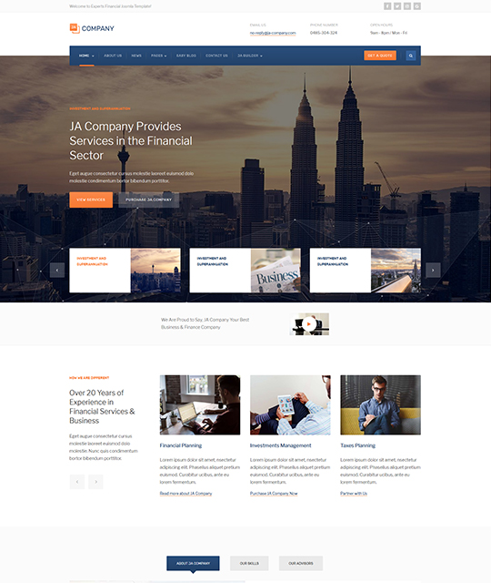 Corporate Business Joomla Template homepage layout brown- JA Company