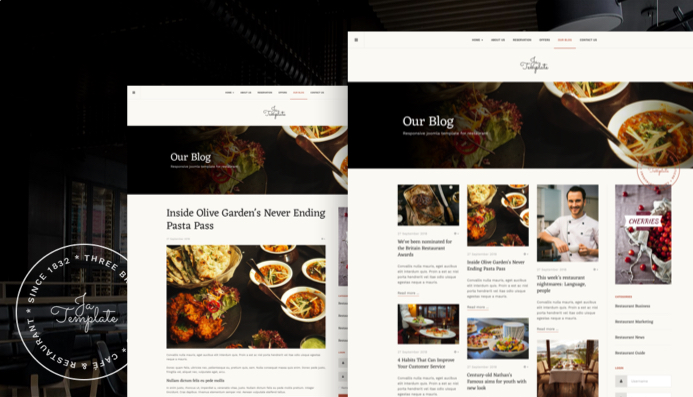 JA Diner category blog pages